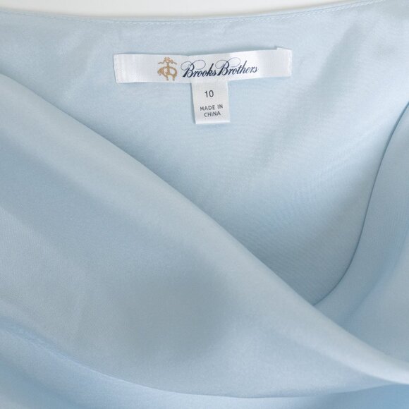 Brooks Brothers 100% Silk Cowl Neck Blouse Light Blue Size 10 - Picture 5 of 11